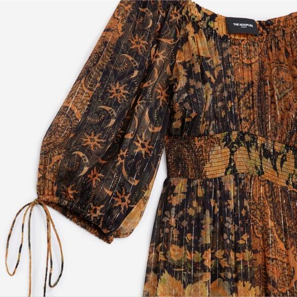 The Kooples BLACK AND ORANGE LONG PRINTED DRESS - Picture 3 of 7